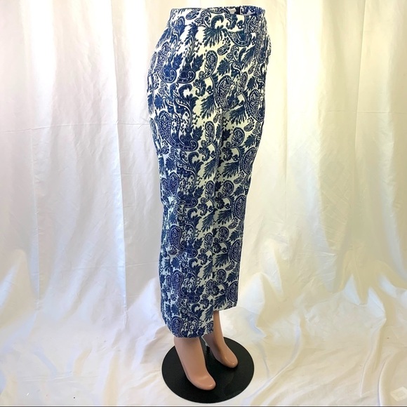 ZARA WOMAN BLUE CROP PANTS  WHITE STRAIGHT LEG PANTS WOMEN SIZE SMALL - Picture 6 of 12